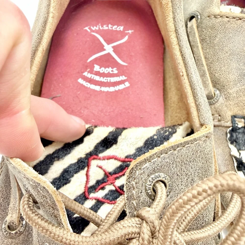 Twisted X Women's Zebra Hair On Hide‎ Boat Shoes 7.5